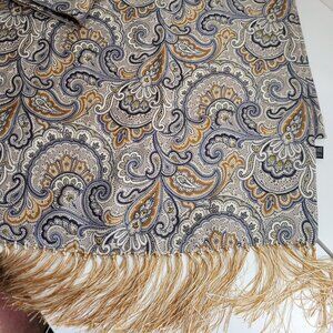Audrey Talbott 100% Silk Reversible Fringed Scarf